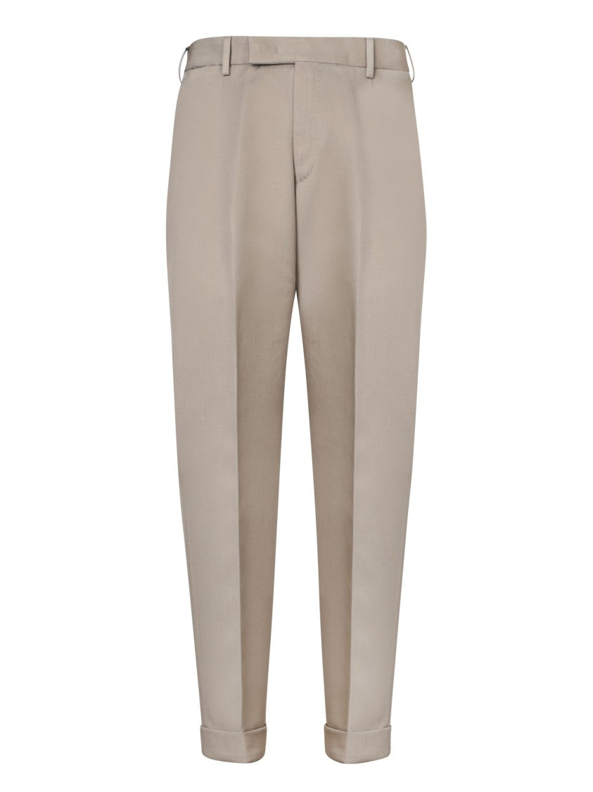 Pt Torino Beige Trousers With Front Pleat