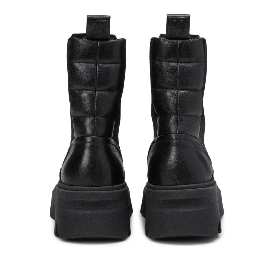 Marc O'polo Black Liliam 1A Chunky Sole Pull Tab Leather Boots