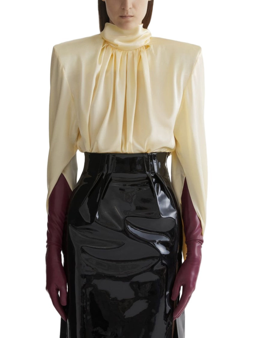 Mugler Draped High Neck Top With Concealed Fastening