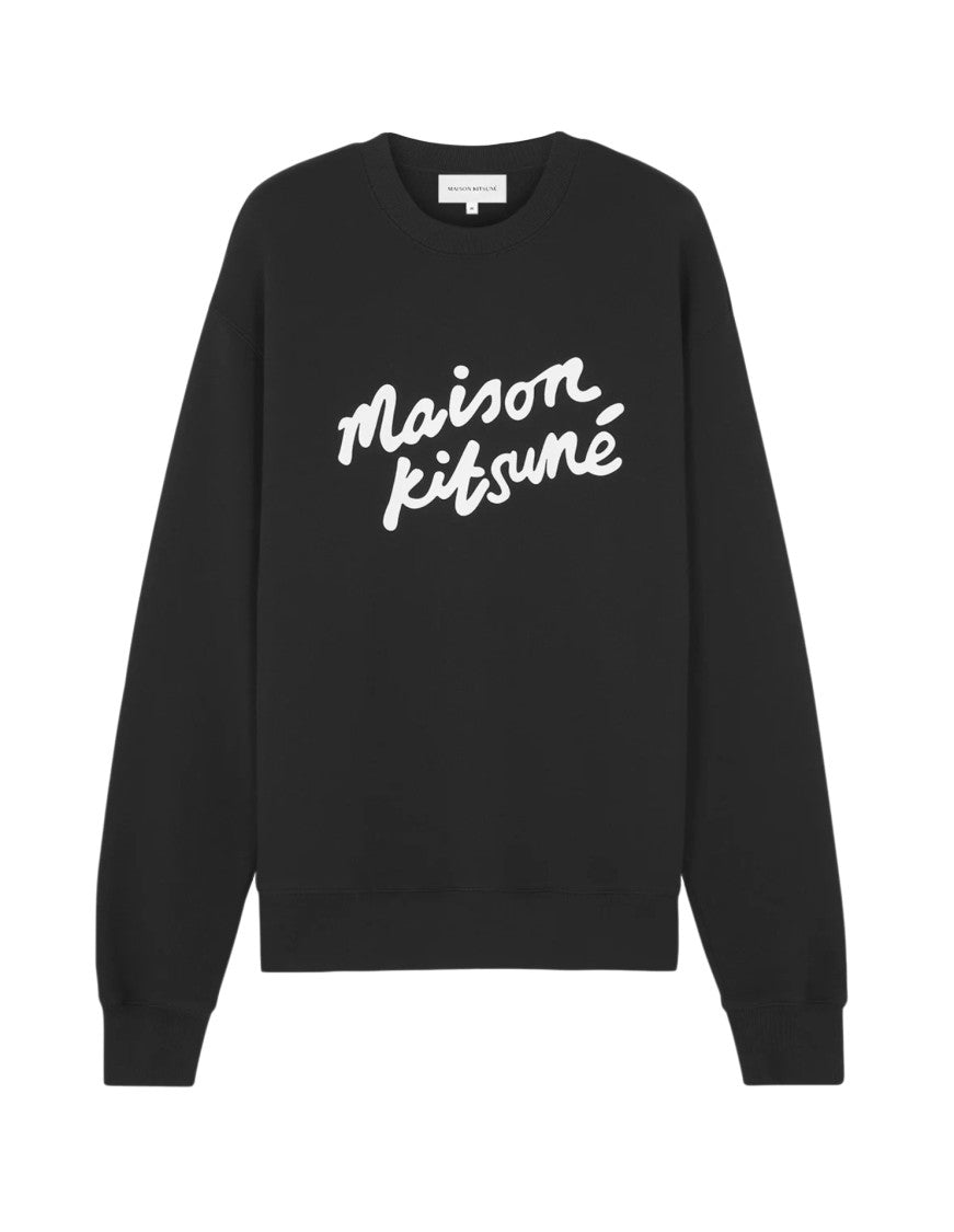 Maison Kitsuné Long-Sleeve Crewneck Top With Handwritten Script