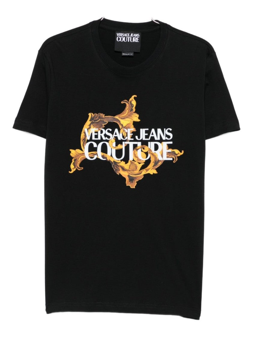 Versace Jeans Couture Black Short-Sleeve T-Shirt With Graphic Print