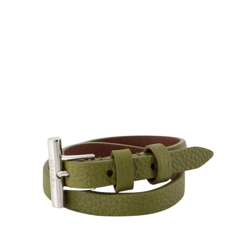 Alexander Mcqueen Cross-Bar Bracelet - Leather - Green