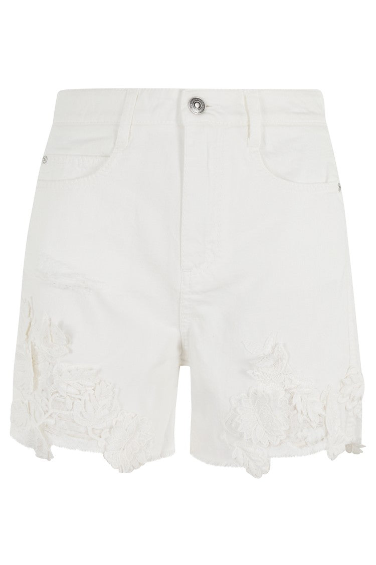 Ermanno Scervino Floral Lace-Embellished Cotton Bermuda Shorts