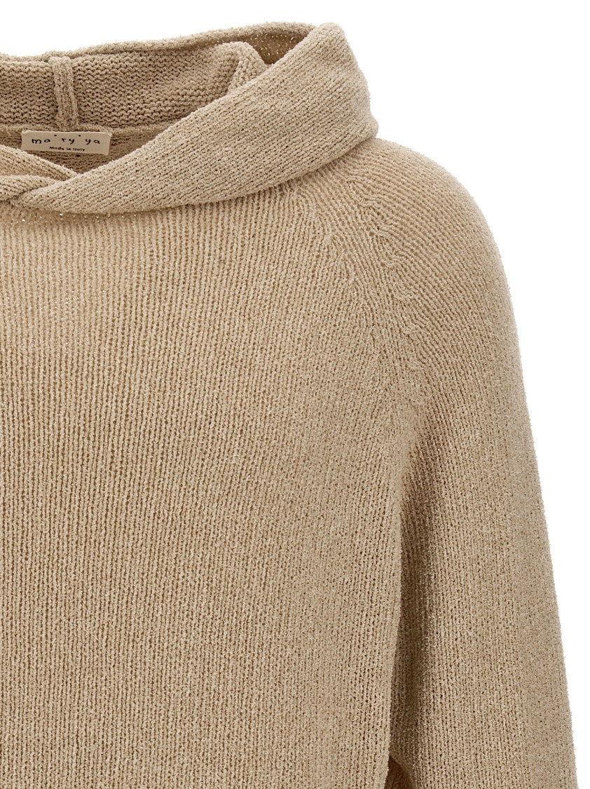 Ma'ry'ya Cashmere Blend Wool Hooded Sweater With Side Splits And Cuffed Sleeves