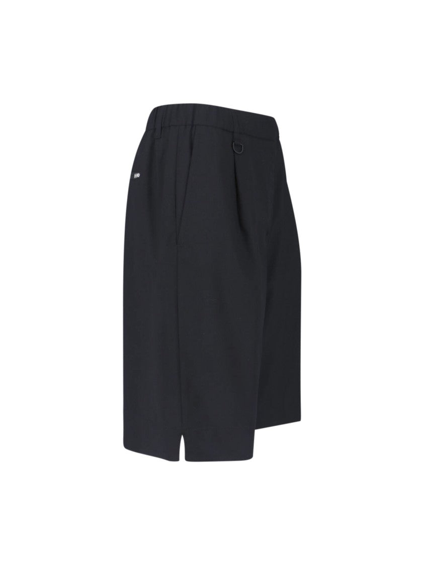 Laminar Black Wool-Blend Elastic Waistband Shorts