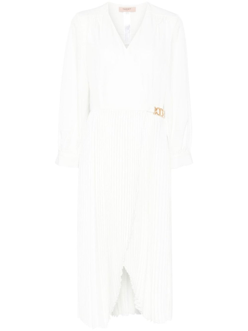 Twin-Set White Wrap Midi Dress