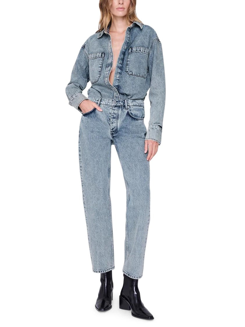 Anine Bing Samy Snap-Button Denim Shirt