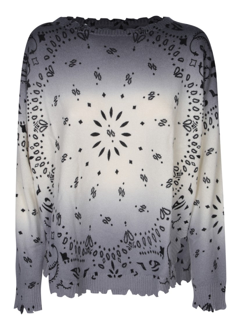Kujten Gradient Knitwear With Intricate Black Patterns