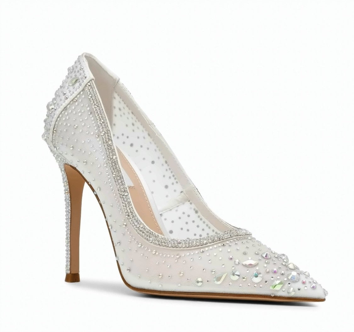 Steve Madden Encaged Ivory Pointed Rhinestone Stiletto Heels