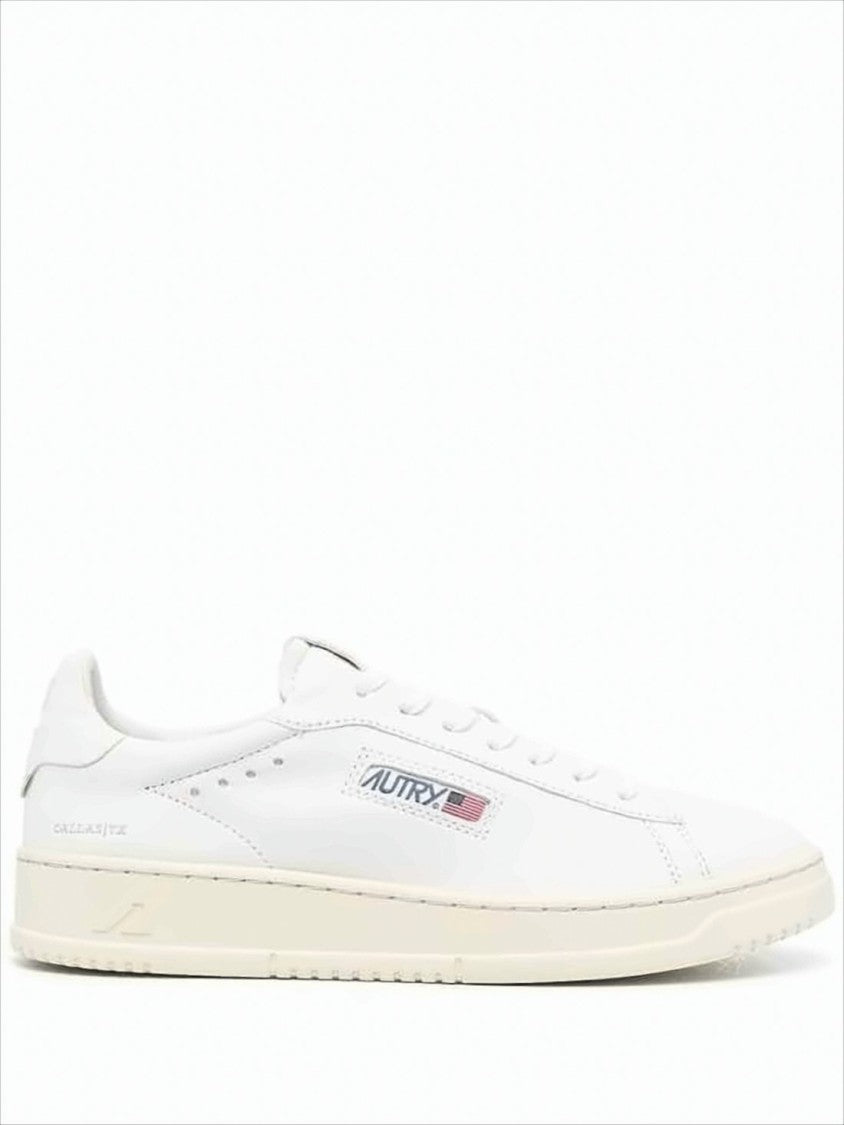 Autry Low-Top Leather Sneakers With Perforated Accents And Flag Detail