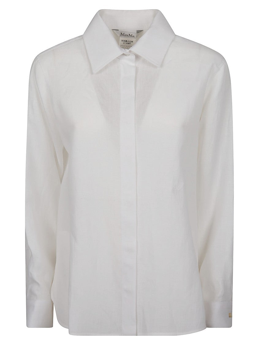Max Mara Mxmfasco White Linen Long Sleeve Shirt