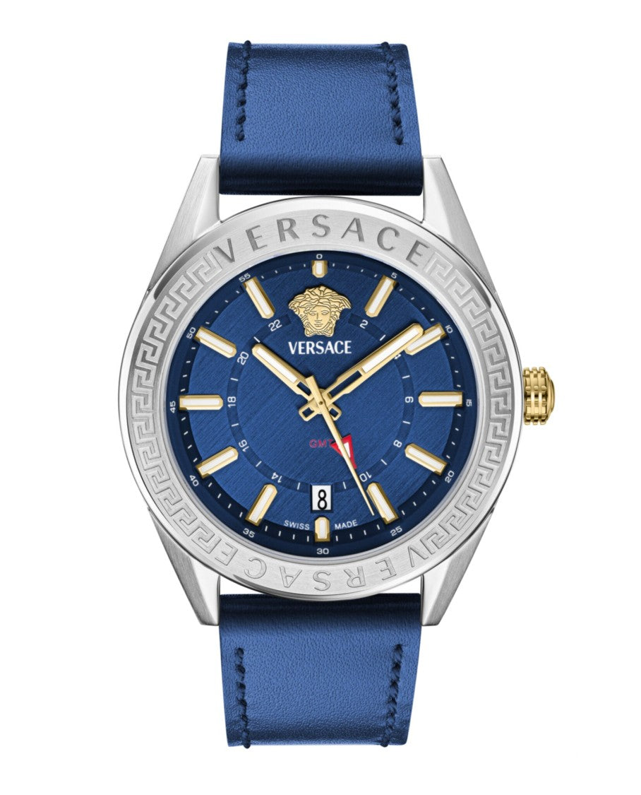 Versace V-Code Gmt Leather Watch
