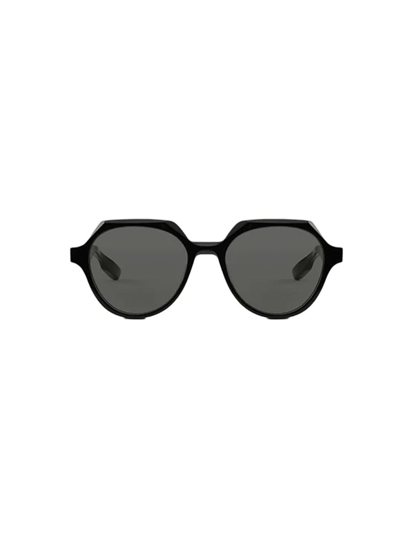 Aether Audio Eyewear Octagonal Black Acetate Sunglasses With Dark Grey Lenses