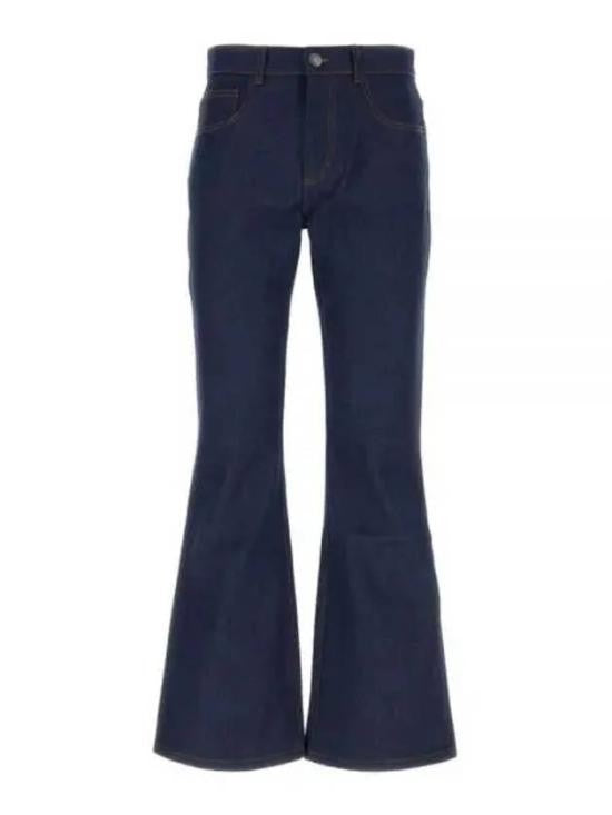 Ami Paris Indigo Blue Flared Denim Pants With Fitted Waist
