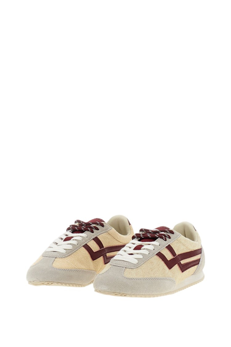 Pro Red Ivory Racer 77 Calf Hair Leather Sneakers