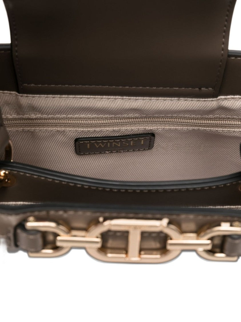 Twin-Set Structured Handbag With Gold-Tone Chain Detail