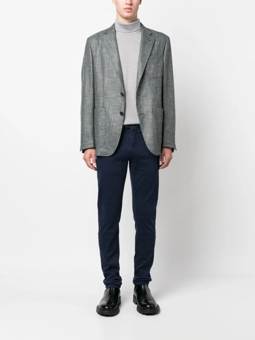 Lardini High-Neck Ribbed Knit Sweater With Tailored Fit