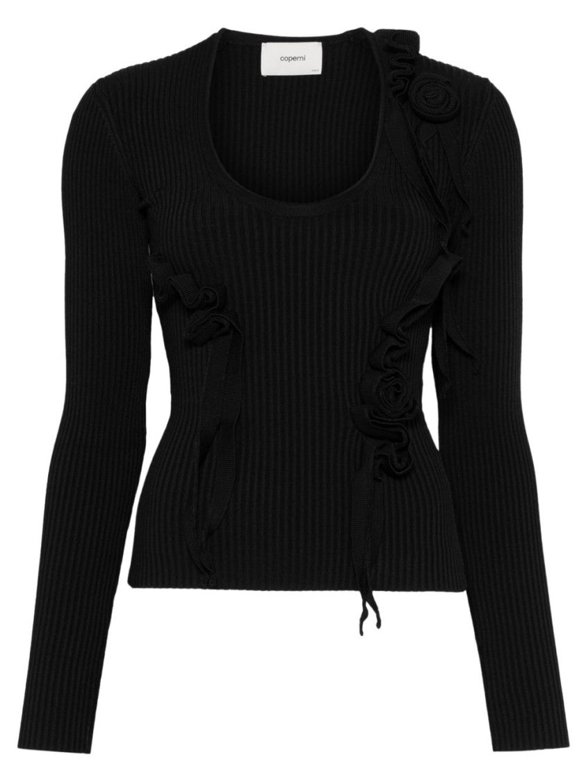 Coperni Scoop Neck Top With Decorative Ruffles