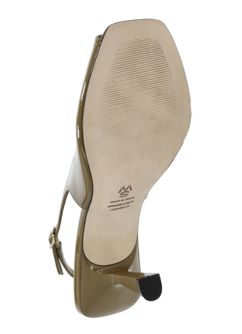 Stuart Weitzman Green Val 85 Polished Leather Slingback