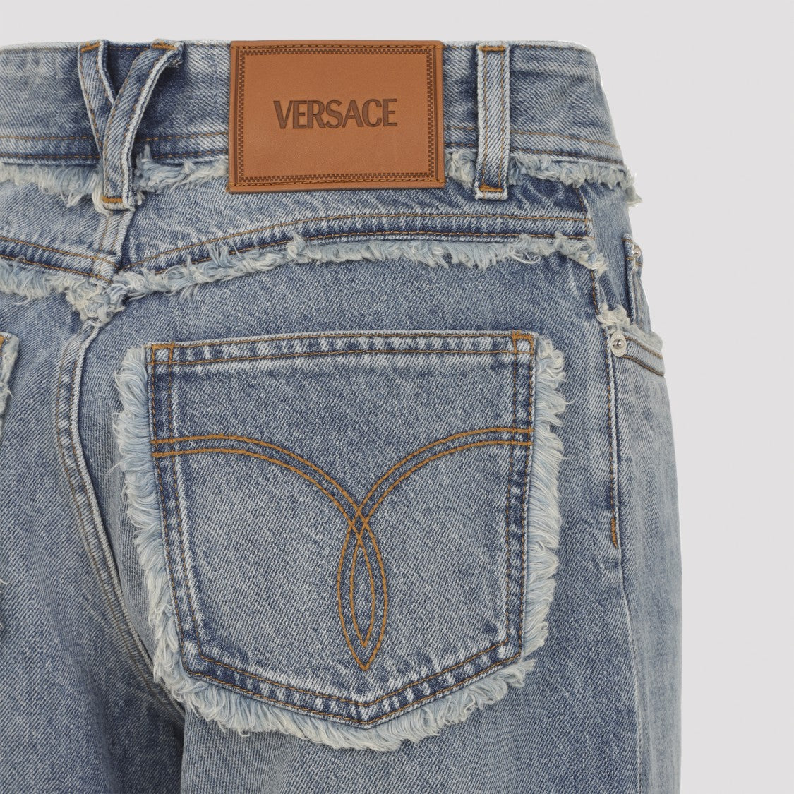 Versace Raw Cut Medium Blue Cotton Jeans