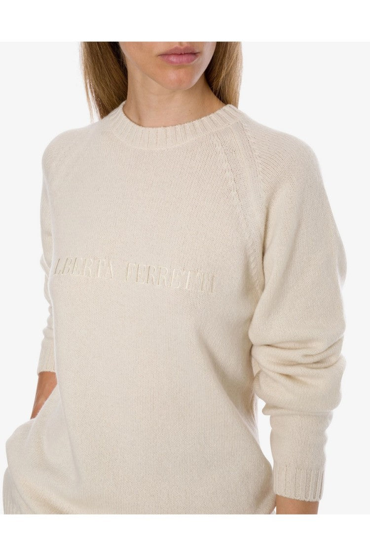 Alberta Ferretti White Wool-Blend Sweater