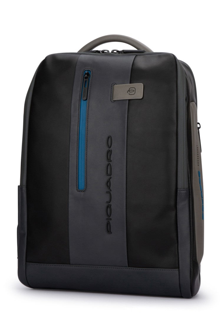 Piquadro Dual-Textured Nylon Backpack With Distinctive Zip Pocket