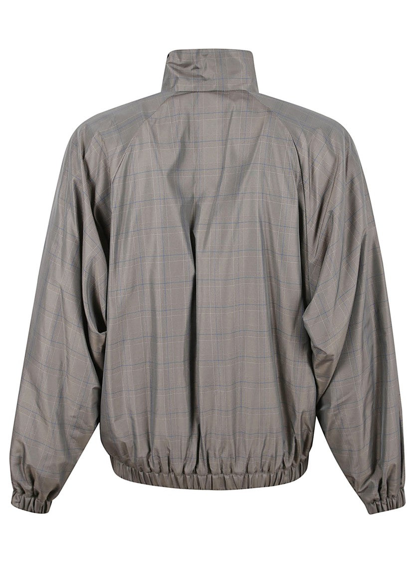Balenciaga Gray Checked Technical Nylon Bomber Jacket