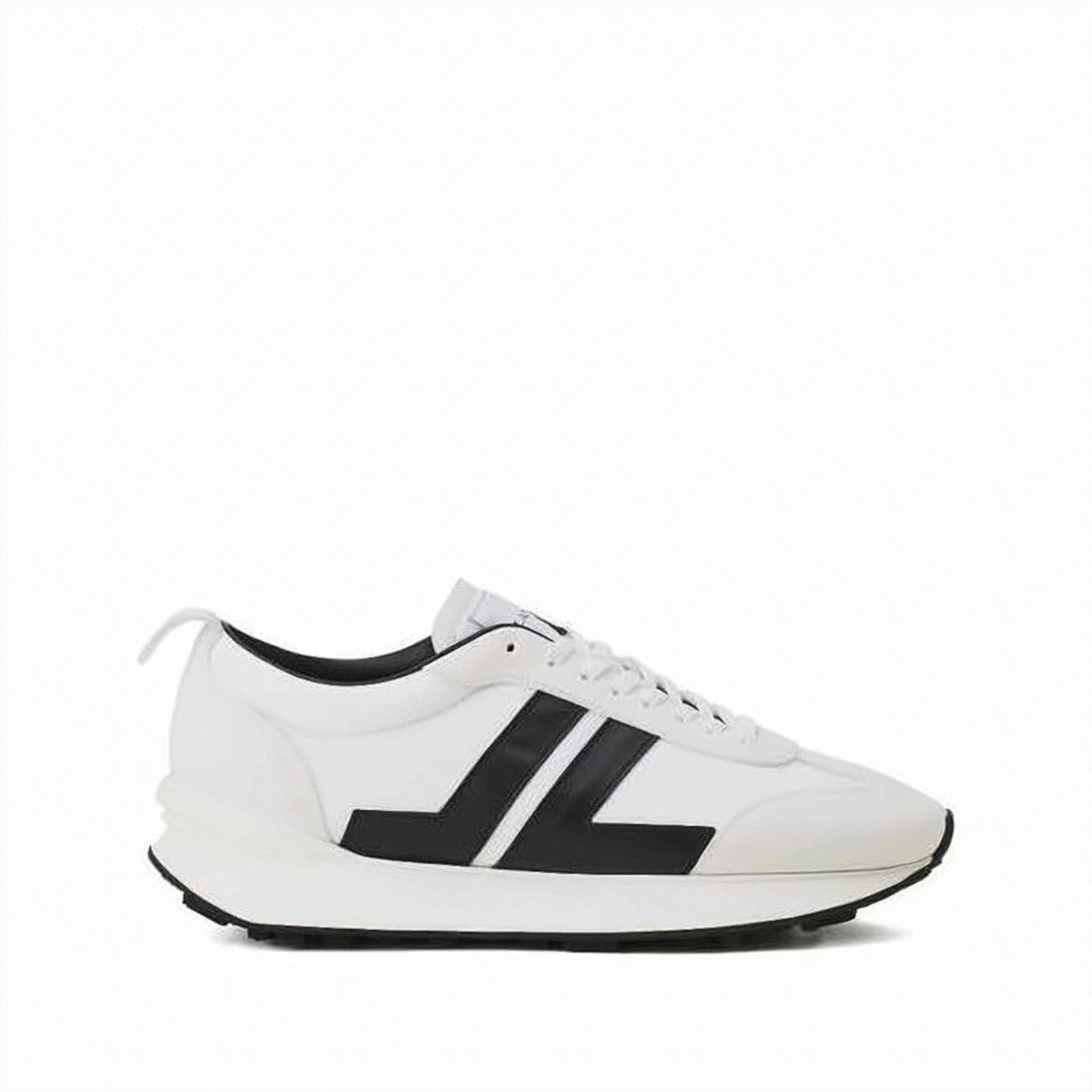 Lanvin Geometric Stripe White Calf Leather And Nylon Sneakers