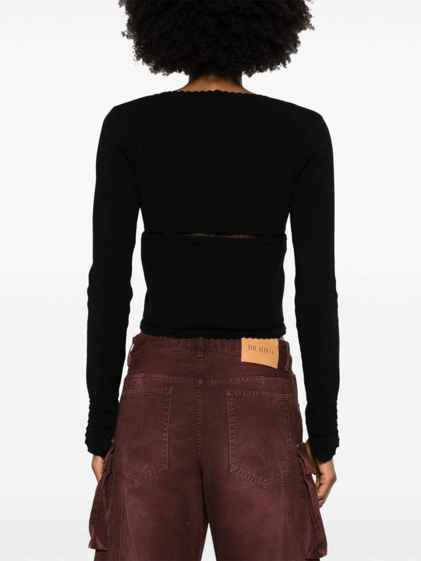 Blumarine Fitted Cropped Scalloped Edge Cardigan
