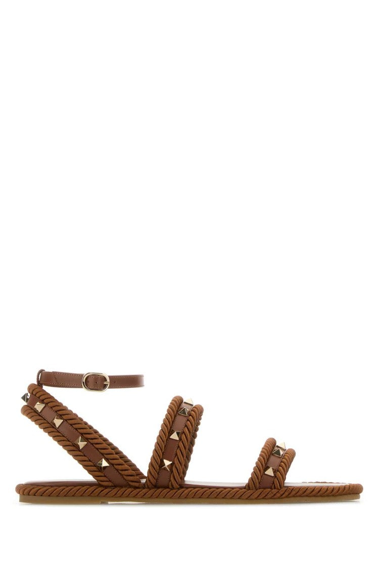 Valentino Garavani Caramel Fabric Rockstud Sandals