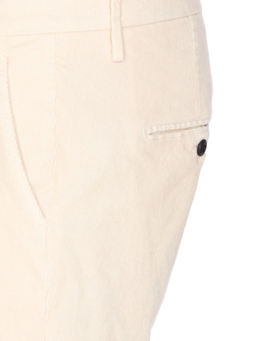 Dondup Tailored Fit Off-White Corduroy Jeans With Button Fly