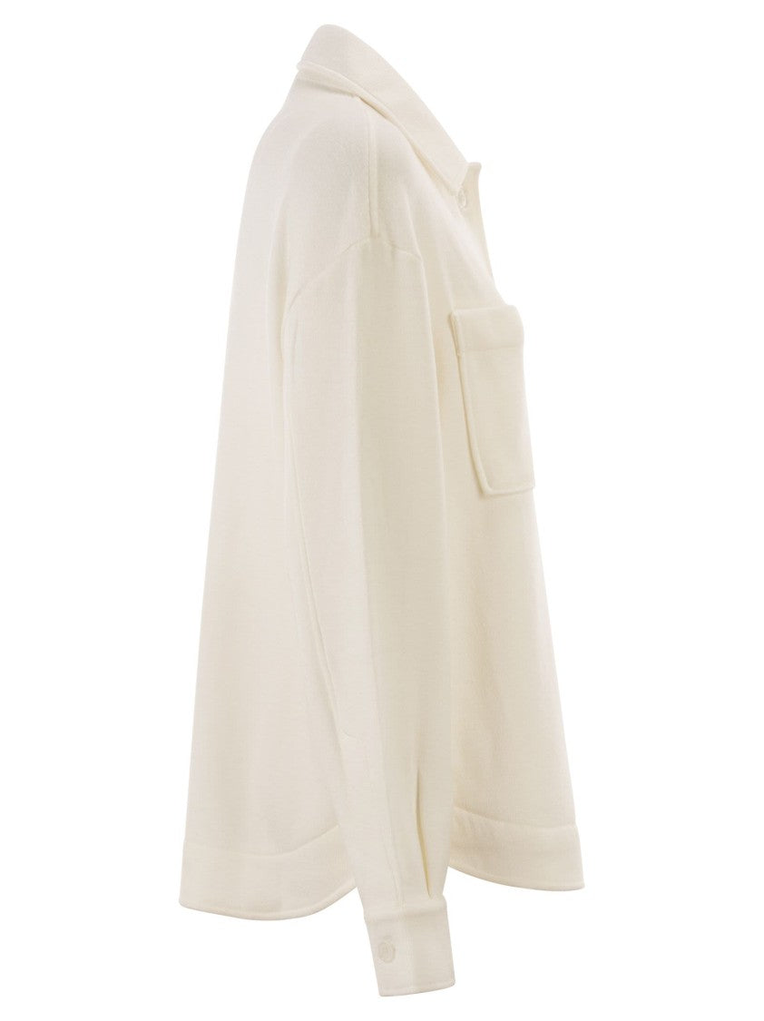 Dondup Structured White Viscose Blend Shirt Jacket