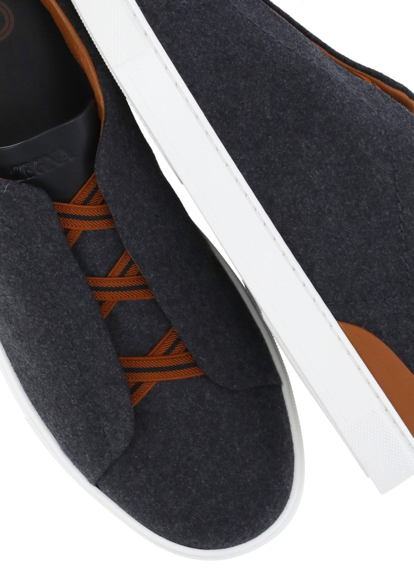 Zegna Grey Triple Stitch Sneakers