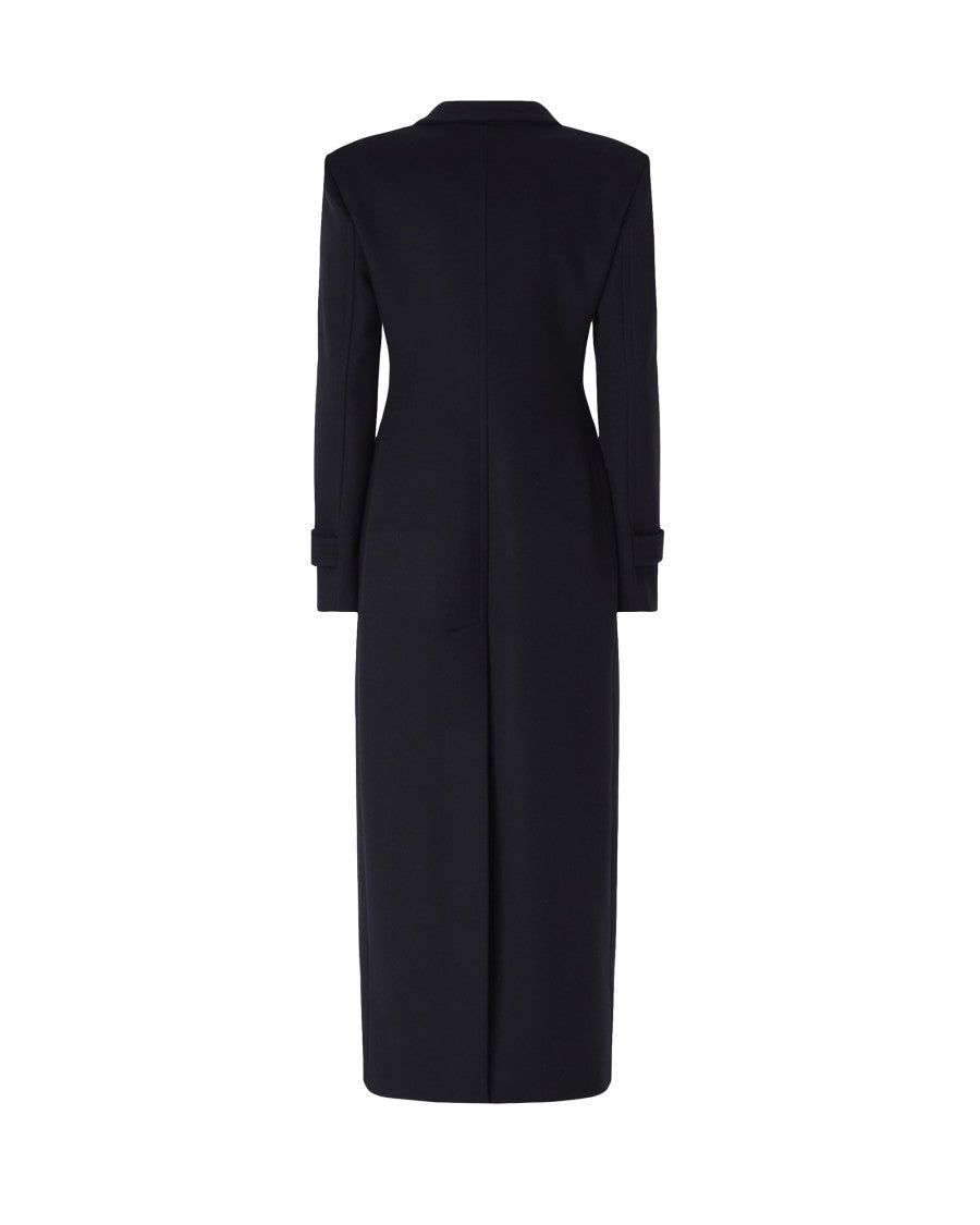 Pinko Navy Blue Wool Cashmere Coat