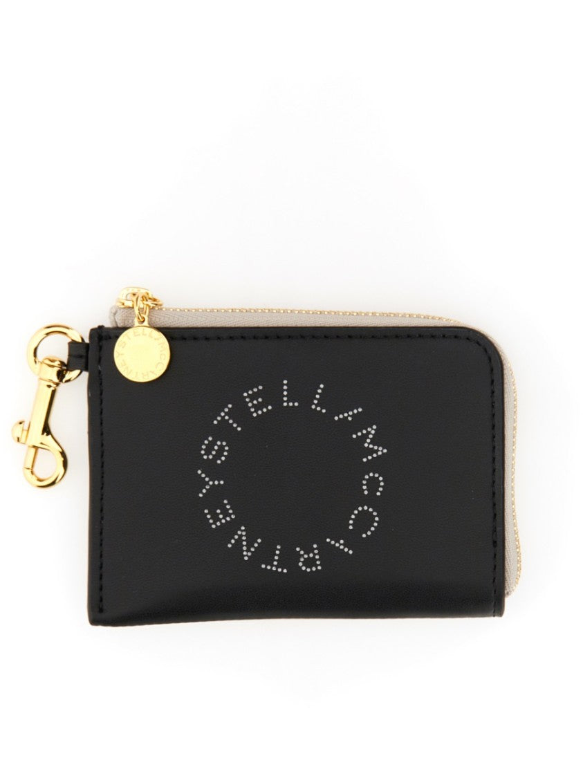 Stella Mccartney Compact Wallet With Perforated Logo And Zip Closure