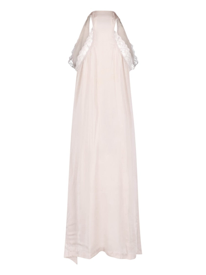 Maison Margiela Draped Satin Midi Dress With Lace Trims