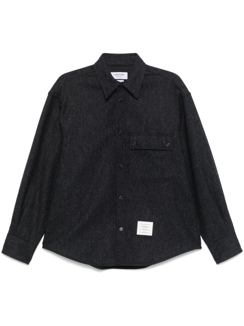 Thom Browne Midnight Blue Tweed Oversized Shirt