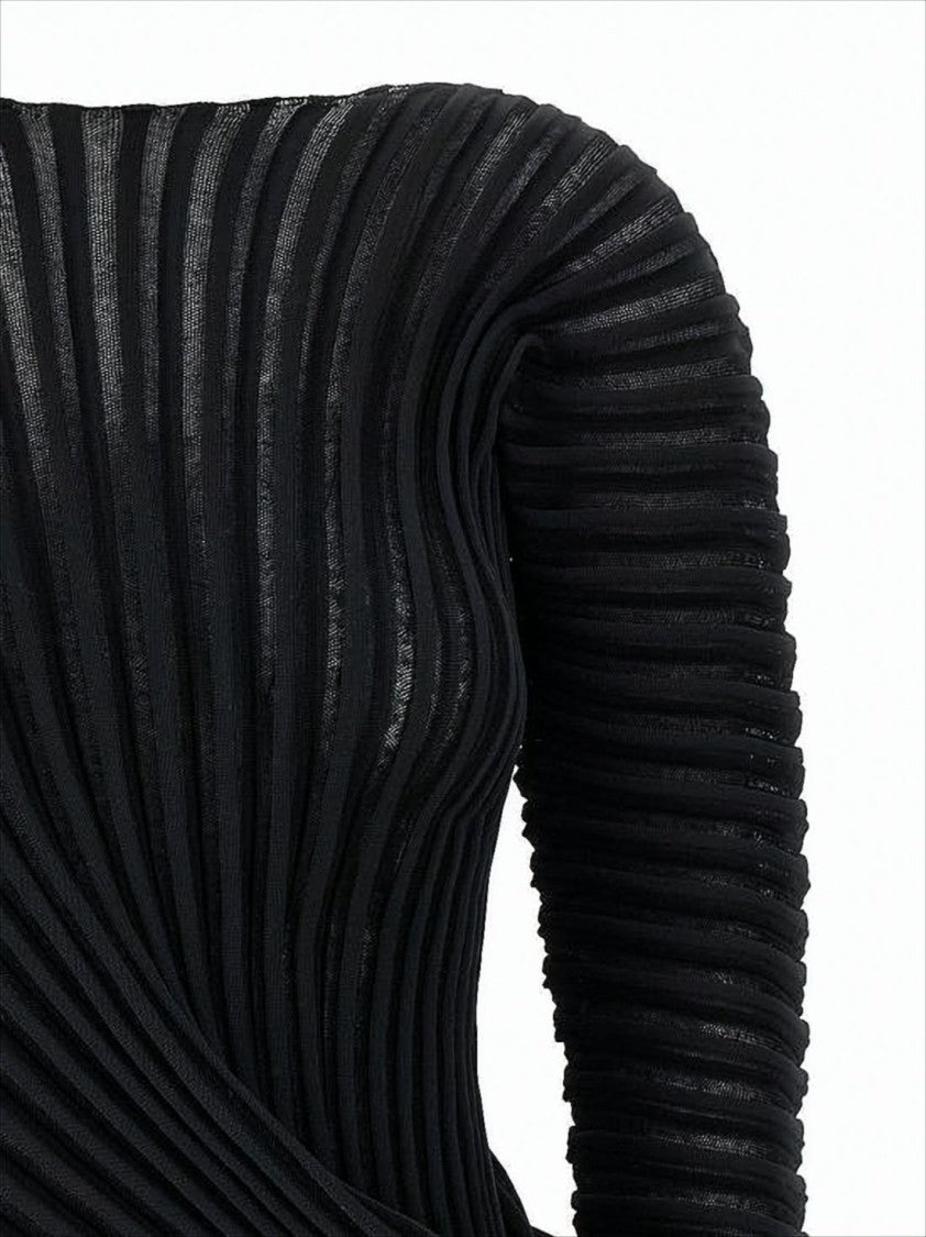 Issey Miyake Textured Long-Sleeve Top With Draped Detail