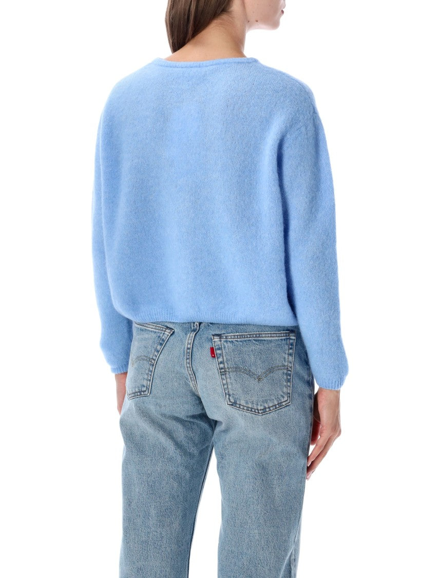 American Vintage Light Blue Vito Fuzzy Wool Cardigan