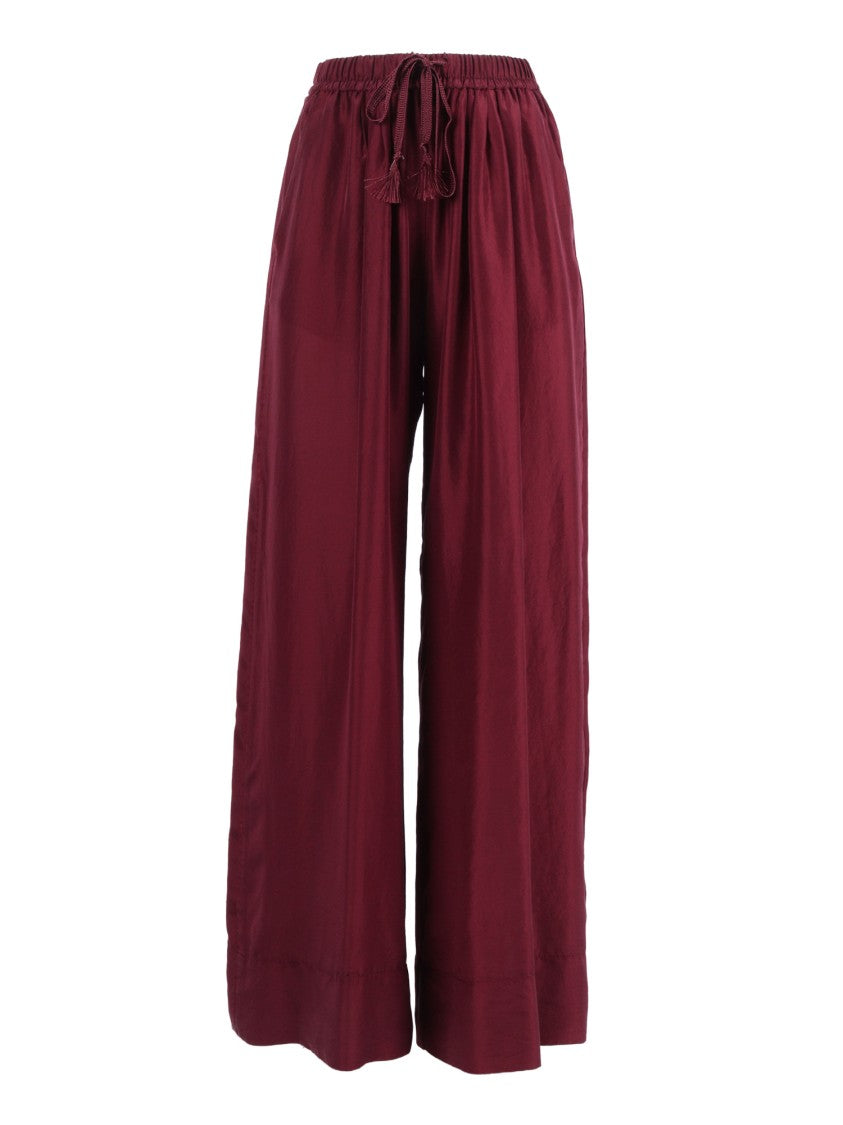 Forte Forte Burgundy Silk Wide-Leg Pants