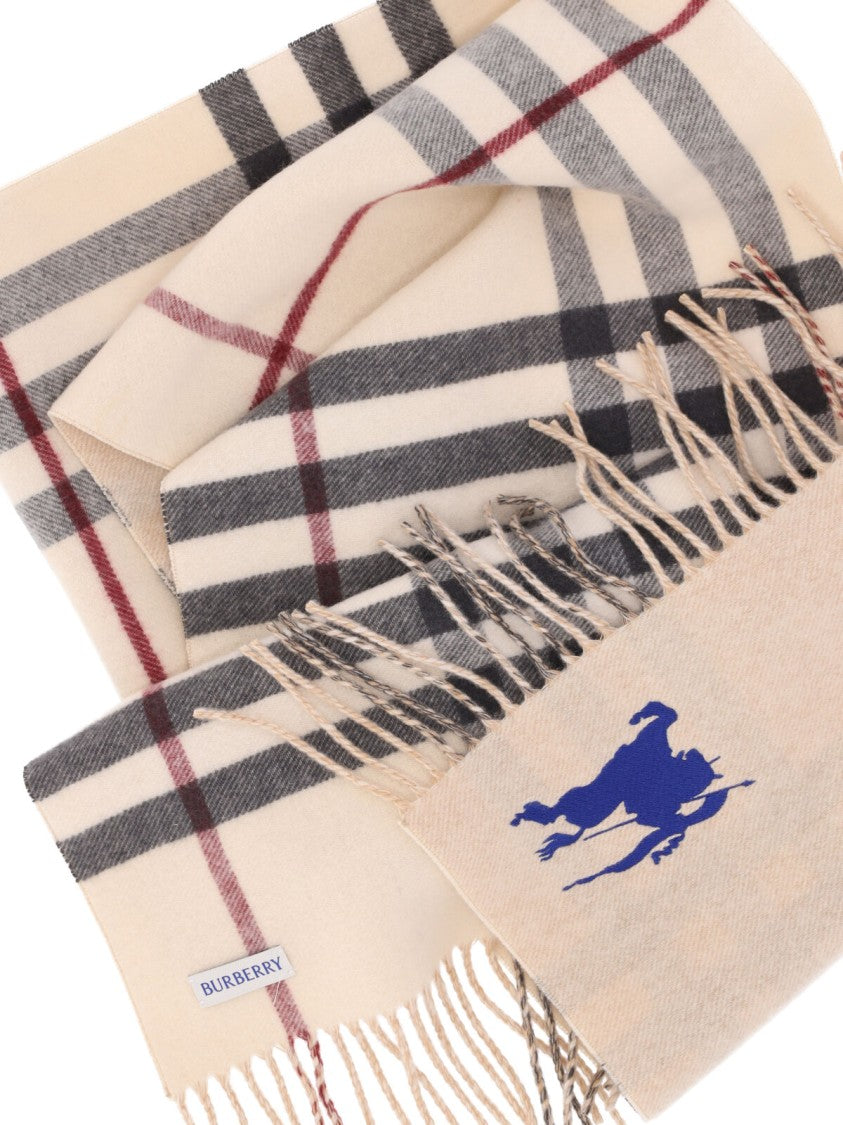 Burberry Beige Cashmere Reversible Check Scarf