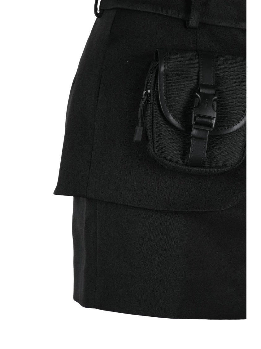 Coperni Black Layered Recycled Polyester Mini Skirt