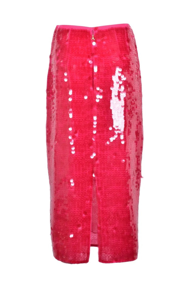 Patrizia Pepe Sequin Longuette Skirt - Fuchsia