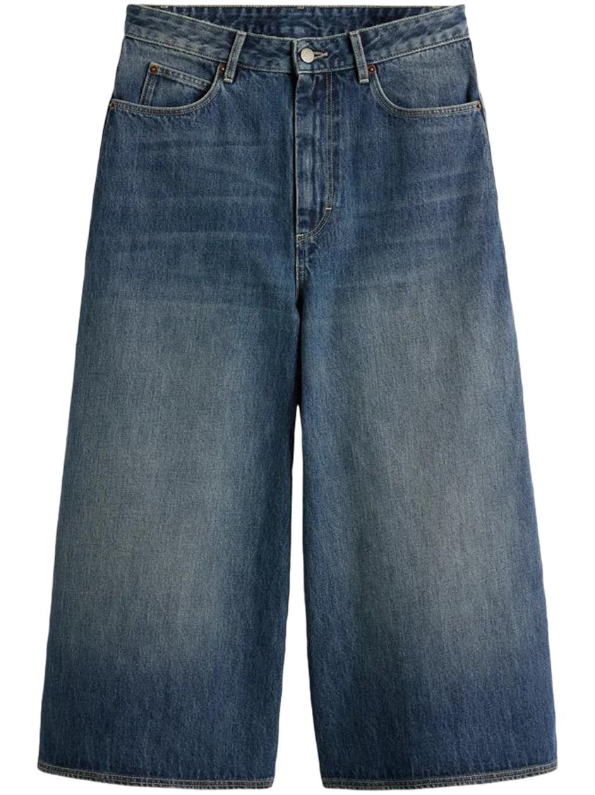 Soeur Cropped Denim Trousers With Vintage-Inspired Wide-Leg Cut