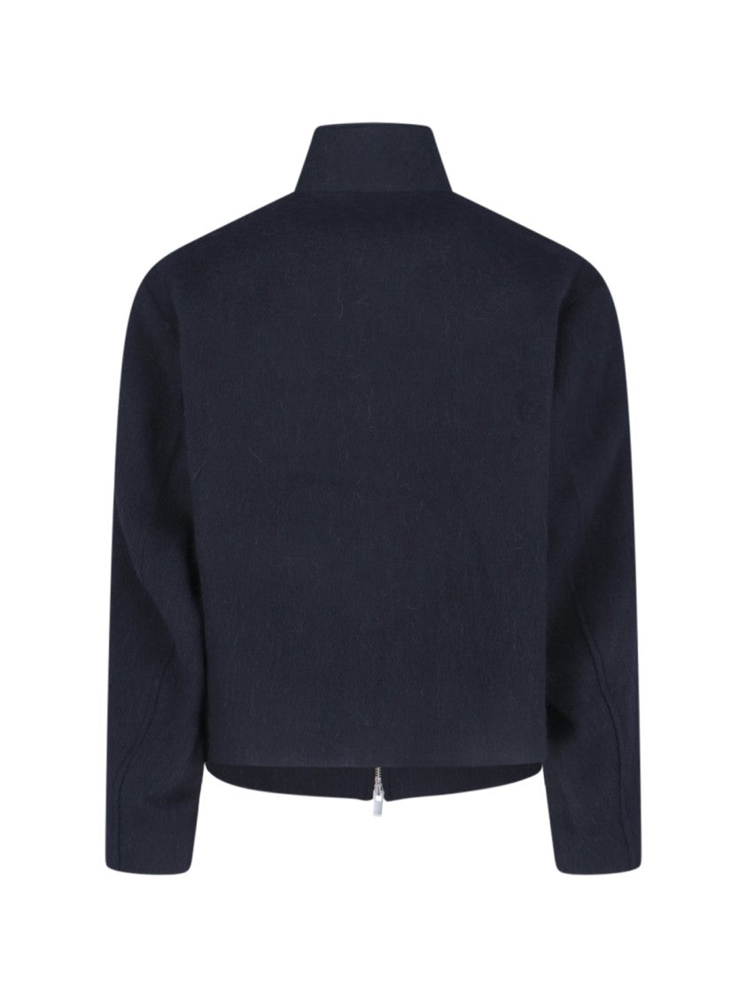 Tonywack Navy Wool Jacket With High Collar