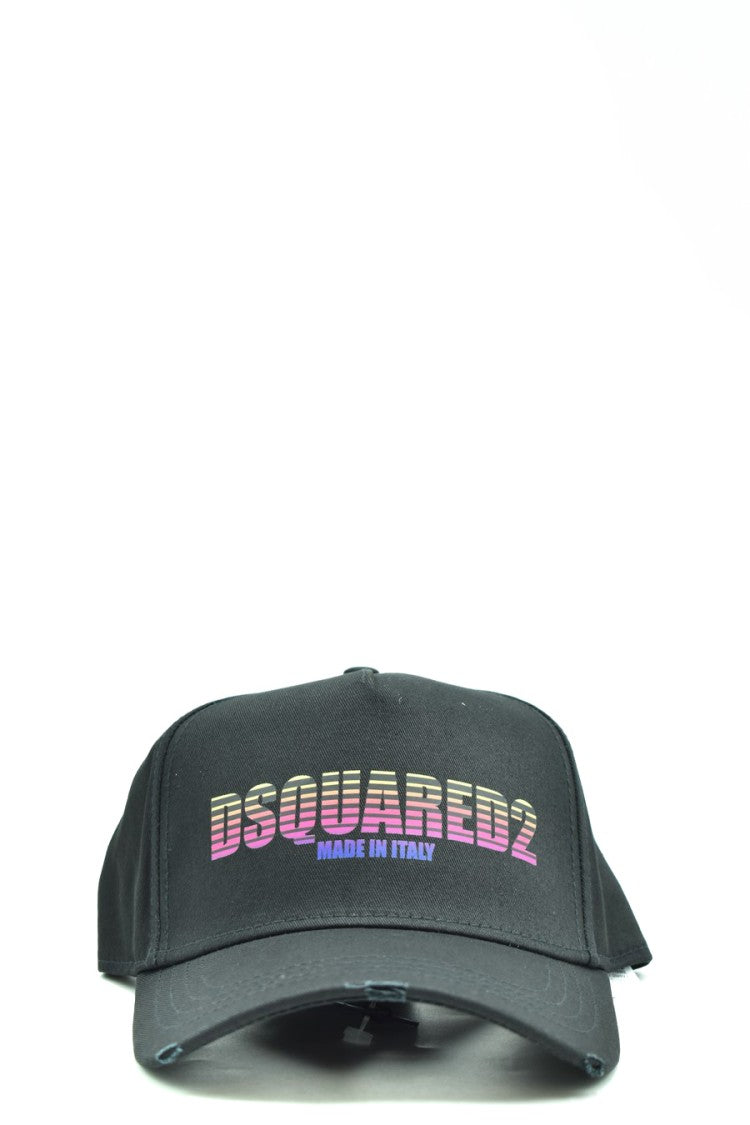 Dsquared2 Structured Black Cotton Gradient Logo Cap