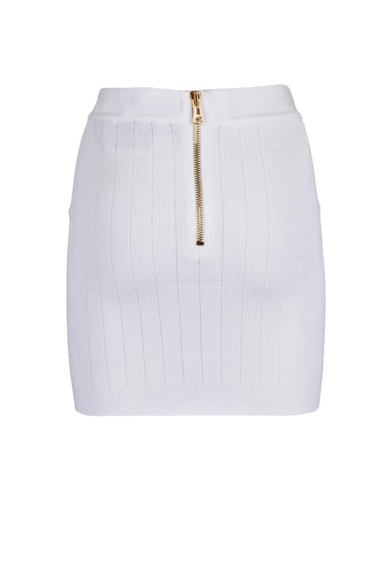 Balmain Knit Mini Skirt - White