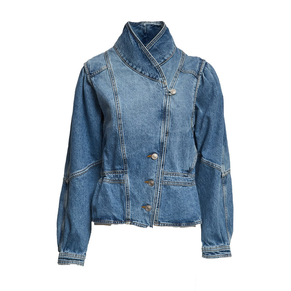 Isabel Marant Dolie Double-Breasted Crop Denim Jacket