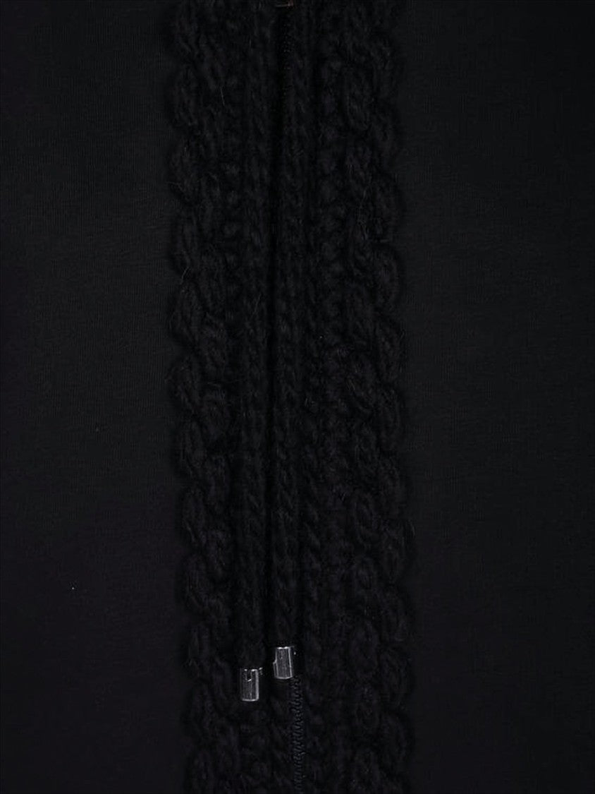 Moncler Cropped Black Hooded Sweatshirt