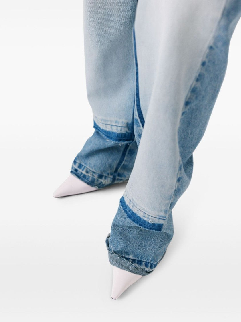 Stella Mccartney Two-Tone Straight Leg Jeans With Concealed Fly